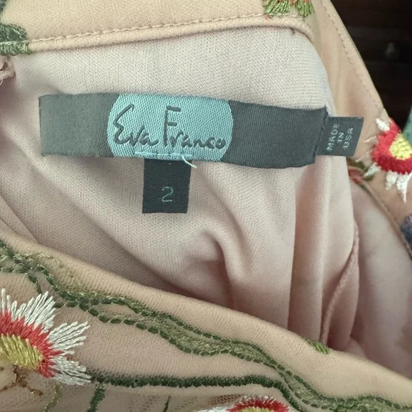 Eva Franco Nude Midi Skirt with Multicolor Floral Embroidery - Picture 3 of 3